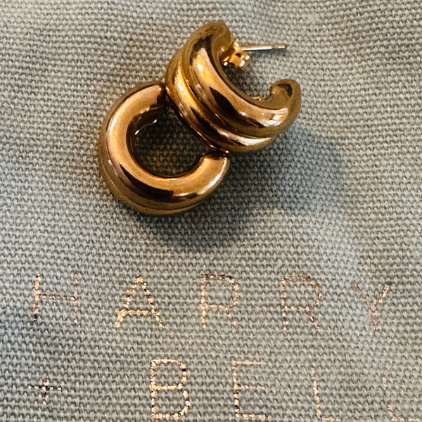 Double Gold Waterproof Hoop Earrings