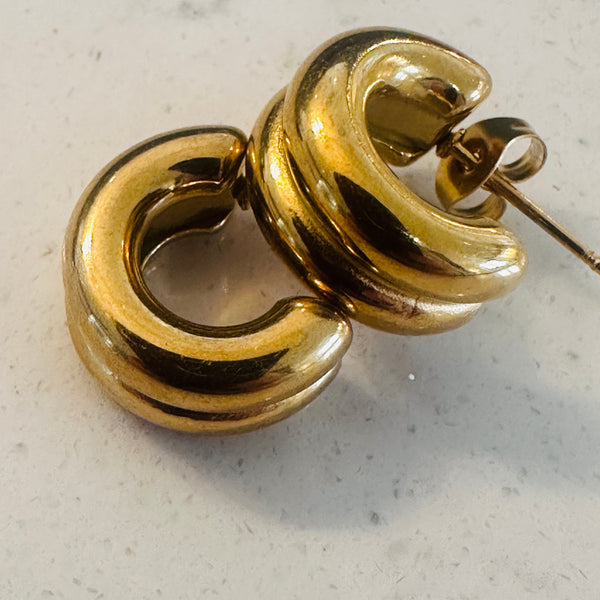 Double Gold Waterproof Hoop Earrings