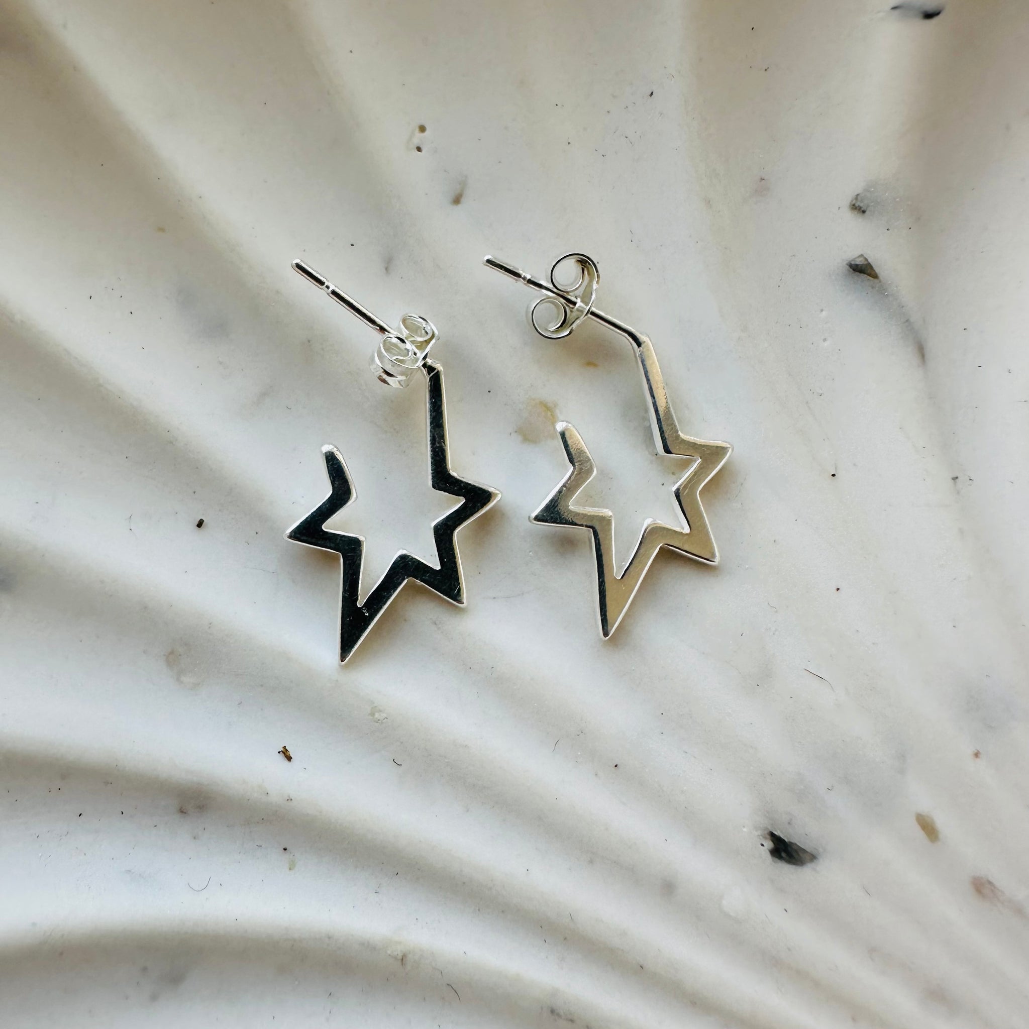 Silver Celestial Star Hoop Earrings – Harry Belle