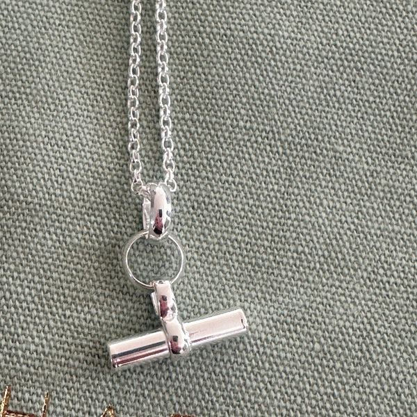Silver Mini T Bar Necklace