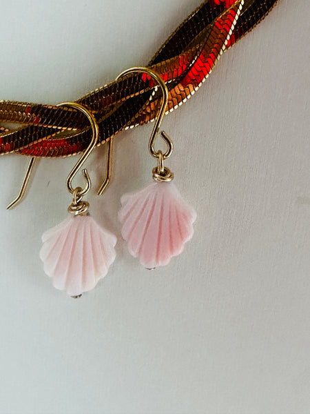 Pink Pearl Shell Drop Earrings