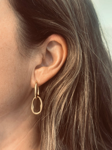 Oval Drop Gold Waterproof Earrings