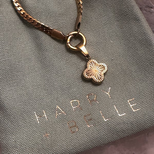 Charm Holder  Waterproof 18k PVD Gold Necklace with Clover Charm
