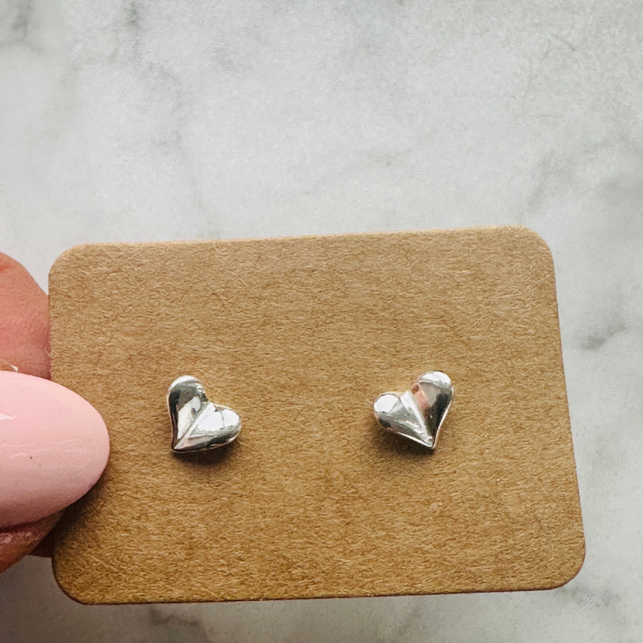 Silver Fluttering Heart Studs