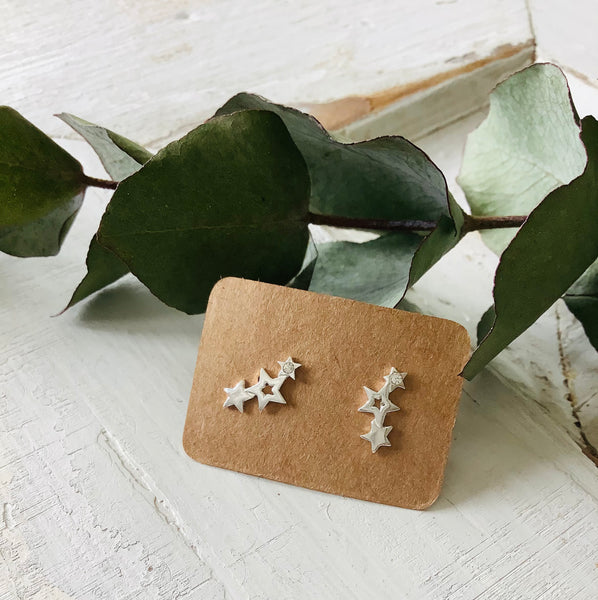 Silver Sparkly Trio of Stars  Climbers